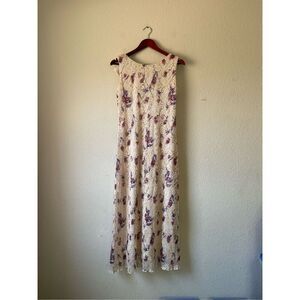 Vintage 90s y2k lace floral print maxi‎ dress size 10